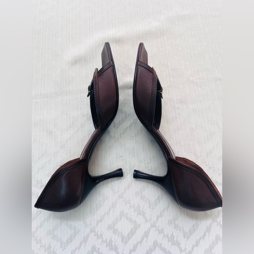 Salvatore Ferragamo Women's Leather Brown Heels Size 8.5B - Picture 6 of 9